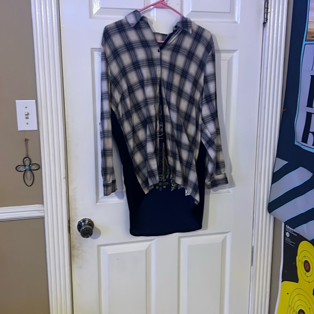 Plaid button up with felt back
